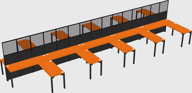 Shared l-shape cubicle