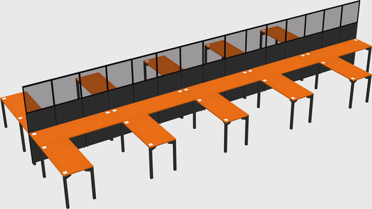 Shared l-shape cubicle