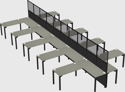 Shared l-shape cubicle