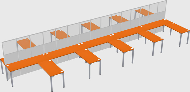 Shared l-shape cubicle