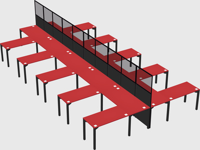 Shared l-shape cubicle