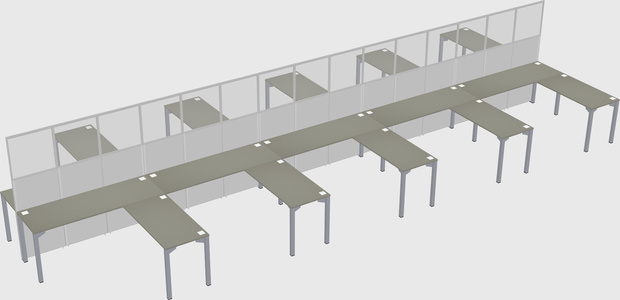 Shared l-shape cubicle
