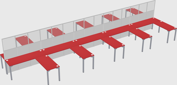 Shared l-shape cubicle