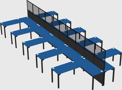 Shared l-shape cubicle
