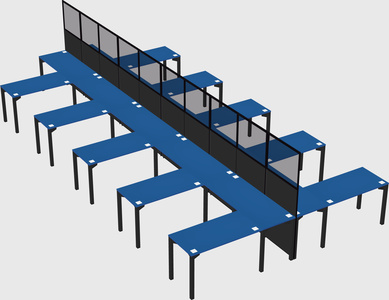 Shared l-shape cubicle