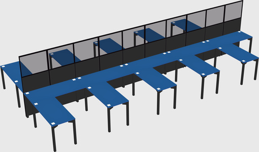 Shared l-shape cubicle