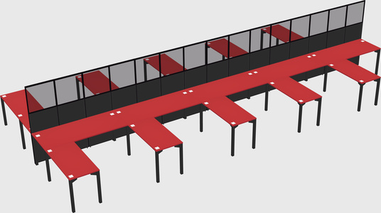 Shared l-shape cubicle