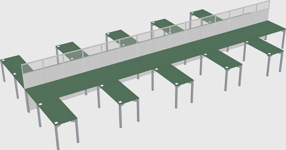 Shared l-shape cubicle