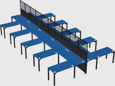 Shared l-shape cubicle