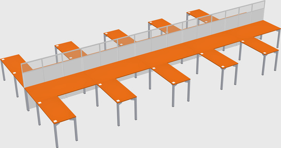 Shared l-shape cubicle