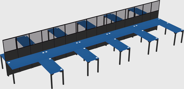 Shared l-shape cubicle