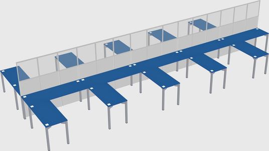 Shared l-shape cubicle