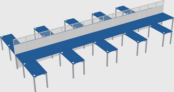 Shared l-shape cubicle