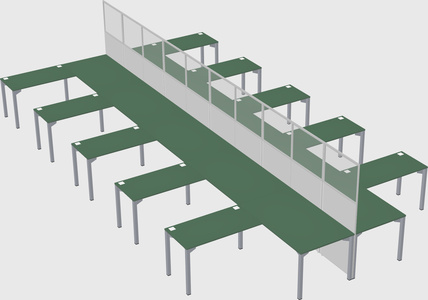 Shared l-shape cubicle