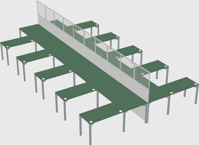 Shared l-shape cubicle