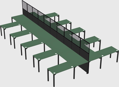 Shared l-shape cubicle