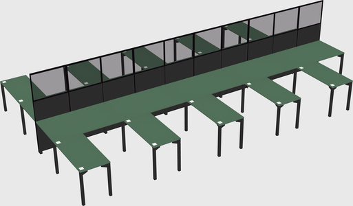 Shared l-shape cubicle