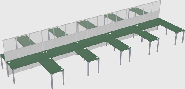 Shared l-shape cubicle