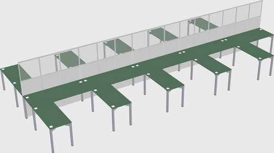 Shared l-shape cubicle