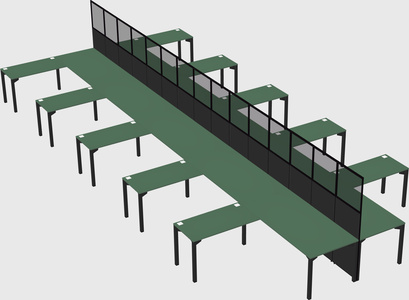 Shared l-shape cubicle