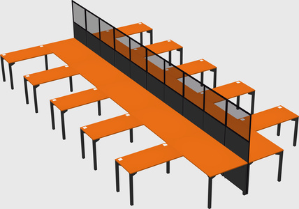Shared l-shape cubicle