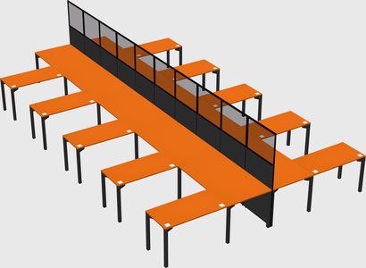 Shared l-shape cubicle
