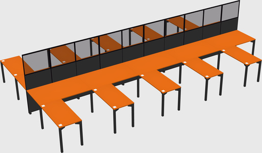 Shared l-shape cubicle
