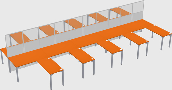 Shared l-shape cubicle