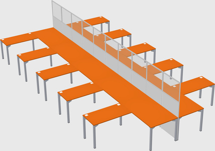 Shared l-shape cubicle