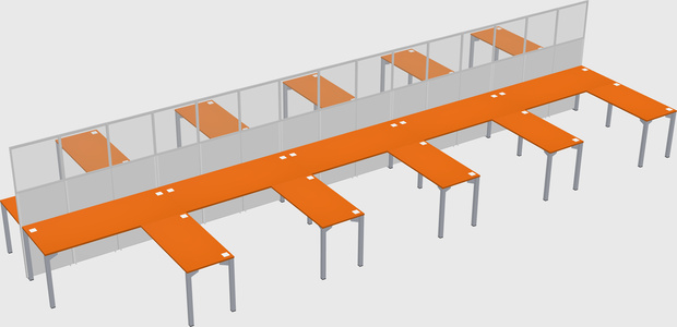 Shared l-shape cubicle
