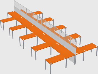 Shared l-shape cubicle
