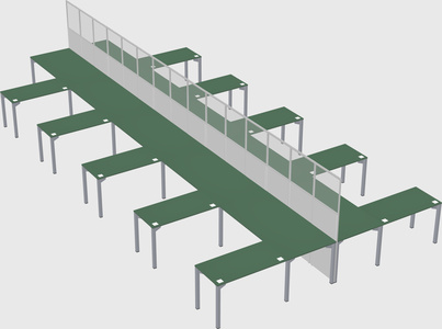 Shared l-shape cubicle