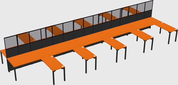Shared l-shape cubicle
