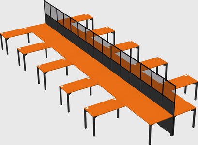 Shared l-shape cubicle