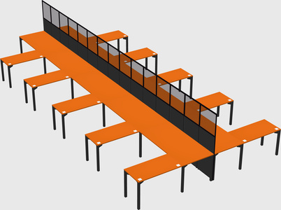 Shared l-shape cubicle