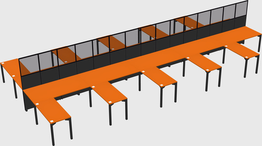 Shared l-shape cubicle