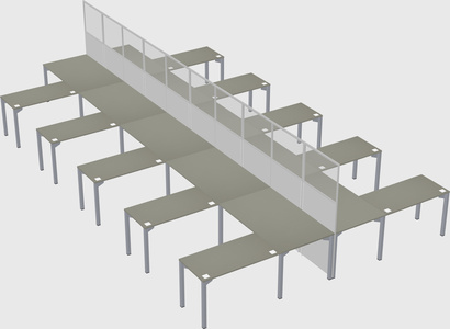Shared l-shape cubicle