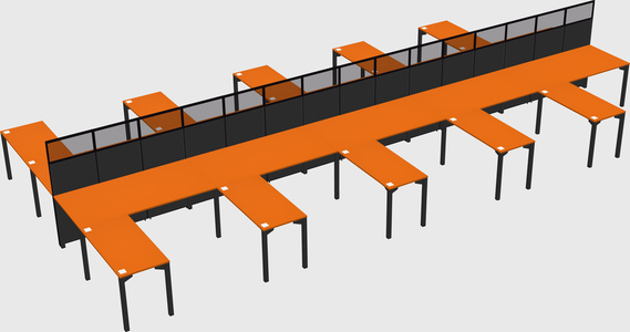 Shared l-shape cubicle