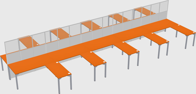 Shared l-shape cubicle