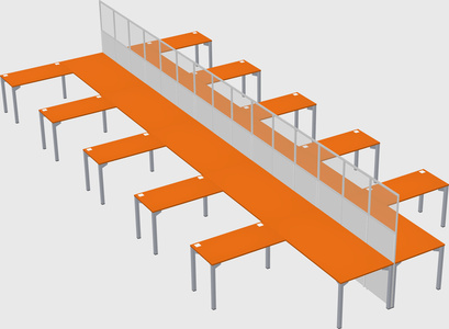 Shared l-shape cubicle
