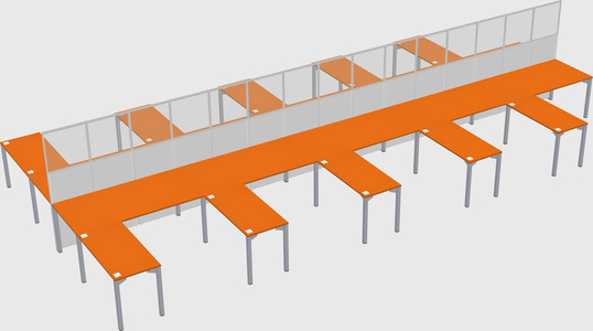 Shared l-shape cubicle