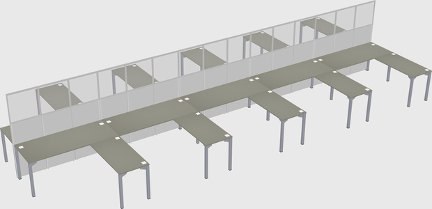 Shared l-shape cubicle