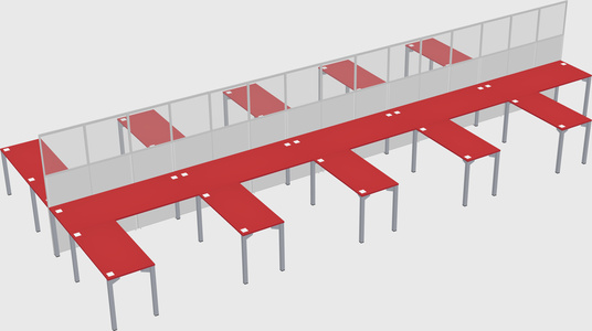 Shared l-shape cubicle