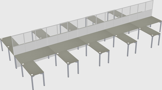 Shared l-shape cubicle