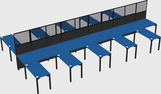 Shared l-shape cubicle