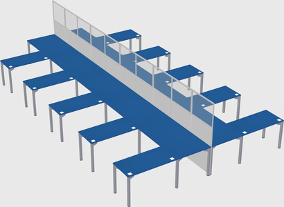Shared l-shape cubicle