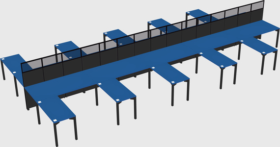 Shared l-shape cubicle