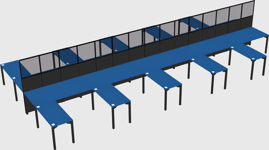 Shared l-shape cubicle