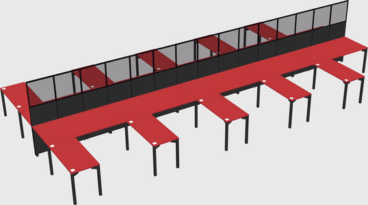 Shared l-shape cubicle