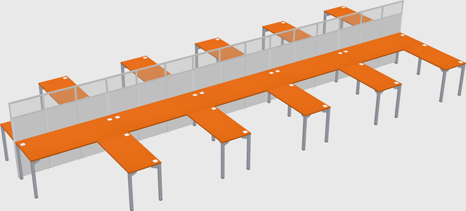 Shared l-shape cubicle